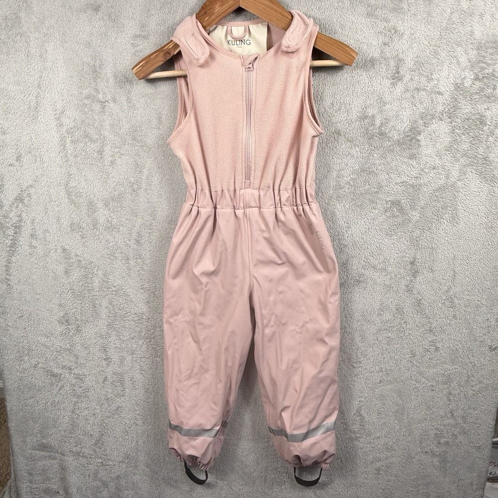 Kuling Fleece Lined Snow Suit Kids 5T Pink Waterproof Windproof Ski Bibs